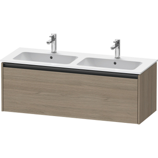 Duravit Ketho 2 wastafelonderbouwkast met 1 lade voor dubbele wastafel 128x48x44cm met greep antraciet eiken terra mat