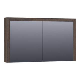 Saniclass Massief eiken spiegelkast 120x70x15cm met 2 links- en rechtsdraaiende spiegeldeuren Hout Black oak