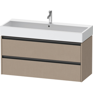 Duravit Ketho 2 wastafelonderbouwkast met 2 laden voor enkele wastafel 118.4x46x54.9cm met grepen antraciet Linnen mat