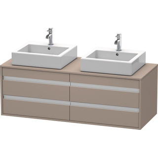 Duravit Ketho Wastafelonderkast 140x55.1x49.6cm Standaard greep wasbak links en rechts met softclose spaanplaat Basalt Mat