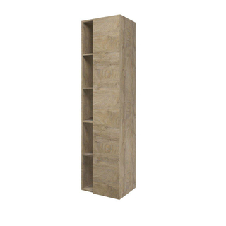 Proline Hoge kast met schap 1 deur 5 schappen en inclusief 4 glazen planchettes 45x35x169cm Raw oak