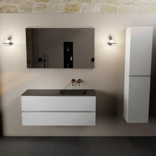 Mondiaz Aivy badmeubelset - 120x45x50cm - 0 kraangaten - 1 wasbak urban Solid surface - Rechts - 2 lades - Zonder spiegel - MDF Talc