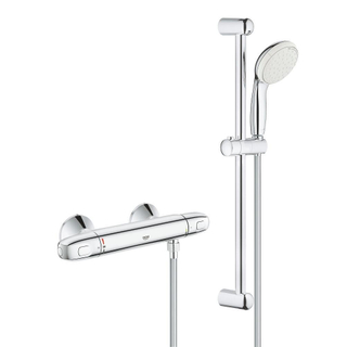 GROHE Grohtherm 1000 Thermostatische douchemengkraan 1/2" met douchegarnituur hoh 15cm met koppelingen chroom