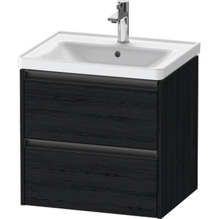 Duravit Ketho 2 wastafelonderbouwkast met 2 laden 58.4x45.5x54.9cm met grepen antraciet eiken zwart mat