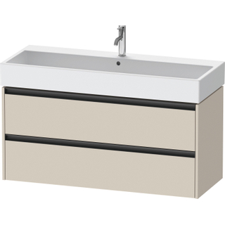 Duravit Ketho 2 wastafelonderbouwkast met 2 laden voor enkele wastafel 118.4x46x54.9cm met grepen antraciet taupe supermat