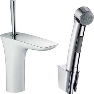 Hansgrohe PuraVida bidetset m. 1-gats wastafelkraan m. push open garnituur wit/chroom