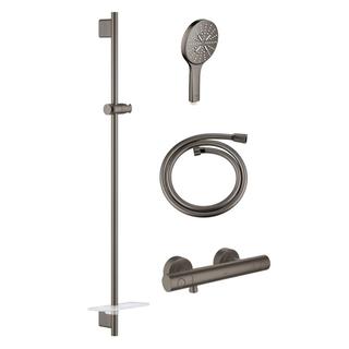 GROHE Grohtherm 1000 thermostatische doucheset met slang 175cm smartactive rond hard graphite geborsteld