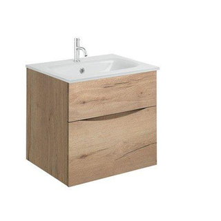 Crosswater Glide II Badmeubelset - 50x45x52cm - 2 lades - greeploos - wastafel wit - kraangat -windsor oak