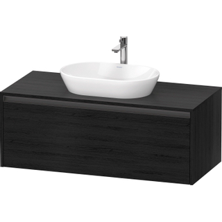 Duravit Ketho 2 wastafelonderbouwkast incl. consoleplaat met 1 lade 120x55x45.9cm met handgreep antraciet eiken zwart mat