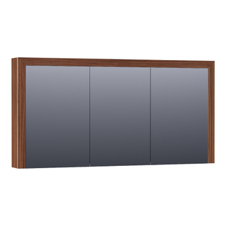 Saniclass Walnut Wood spiegelkast 140x70x15cm met 3 links- en rechtsdraaiende spiegeldeuren Hout Natural walnut