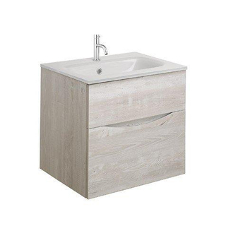 Crosswater Glide II Badmeubelset - 50x45x52cm - 2 lades - greeploos - wastafel wit - kraangat - ordic oak