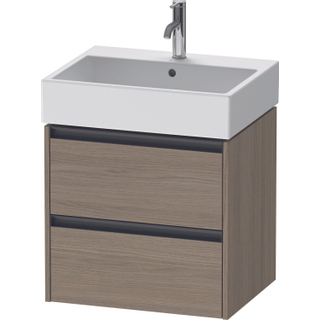 Duravit Ketho 2 wastafelonderbouwkast met 2 laden 58.4x46x54.9cm met grepen antraciet eiken terra mat