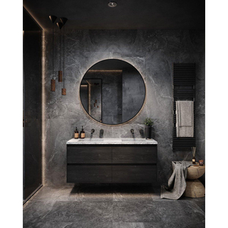 Forzalaqua Reno 2.0 Badkamermeubelset - compleet - 140x51x60cm - 4 laden - eiken black oiled - zonder kraangaten - gepolijst carrara