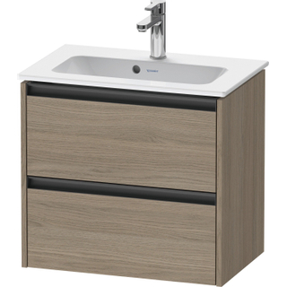 Duravit Ketho 2 wastafelonderbouwkast met 2 laden 61x39x54.9cm met grepen antraciet eiken terra mat