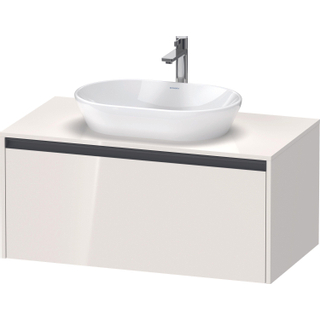 Duravit Ketho 2 wastafelonderbouwkast incl. consoleplaat met 1 lade 100x55x45.9cm met handgreep antraciet hoogglans wit