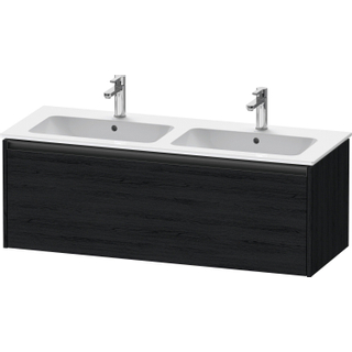 Duravit Ketho 2 wastafelonderbouwkast met 1 lade voor dubbele wastafel 128x48x44cm met greep antraciet eiken zwart mat