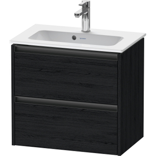 Duravit Ketho 2 wastafelonderbouwkast met 2 laden 61x39x54.9cm met grepen antraciet eiken zwart mat