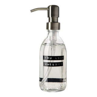 Wellmark Handzeep helder glas messing pomp 250ml tekst YOU LOOK AWESOME