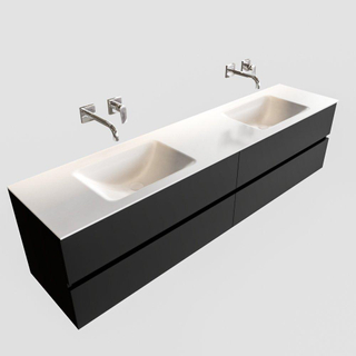 MONDIAZ VICA Badkamermeubelset - 200cm - 4 lades - wasbak Cloud dubbel - 0 kraangaten - solid surface urban