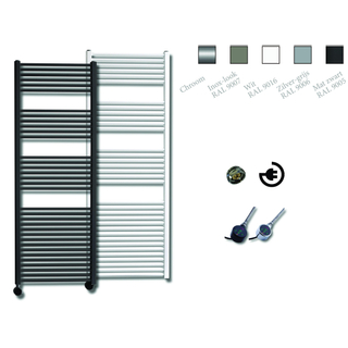 Sanicare Elektrische Design Radiator - 172 x 60 cm - 1127 Watt - thermostaat chroom linksonder - zilver grijs