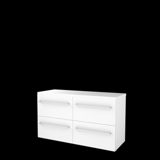 Basic-Line Start 46 badkamermeubelset - 120x46cm - met grepen - 4 lades - wastafelblad - MDF lak Ice White