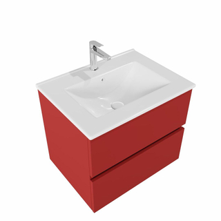 MONDIAZ VICA Badkamermeubelset - 60cm - 2 lades - wasbak Denia midden - 1 kraangat - solid surface fire