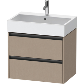 Duravit Ketho 2 wastafelonderbouwkast met 2 laden 68.4x46x54.9cm met grepen antraciet Linnen mat