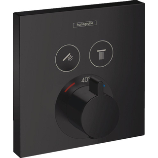 Hansgrohe ShowerSelect afbouwdeel v. inbouwkraan thermostatisch v. 2 douchefuncties m. start/stop-kraan mat zwart