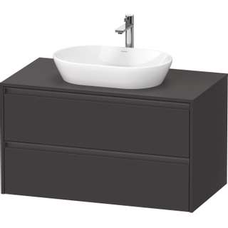 Duravit Ketho 2 wastafelonderbouwkast incl. consoleplaat met 2 laden 100x55x56.8cm met handgrepen antraciet grafiet supermat