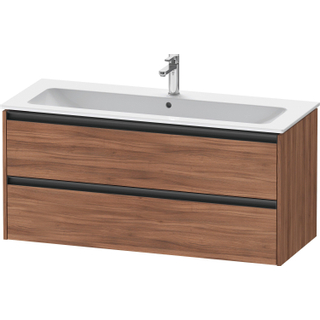 Duravit Ketho 2 wastafelonderbouwkast met 2 laden voor enkele wastafel 121x48x55cm met grepen antraciet noten mat