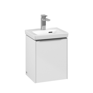 Villeroy & Boch Subway 3.0 wastafelonderkast 40x40x30cm met 1 rechtsdraaiende softclose deur met aluminium glanzende greep spaanplaat Brilliant White