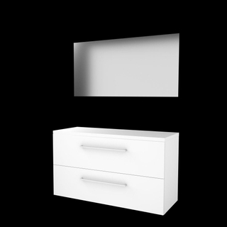 Basic-Line Ultimate 46 badkamermeubelset - 120x46cm - met grepen - 2 lades - wastafelblad - Spiegel - verlichting MDF lak Ice White