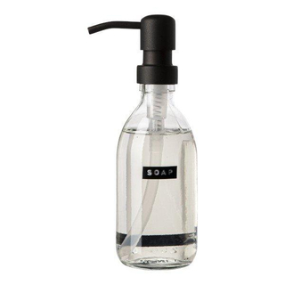 Wellmark Handzeep helder glas zwarte pomp 250ml tekst SOAP Black label SHOWROOMMODEL