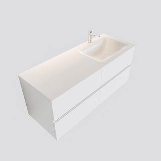 MONDIAZ VICA Badkamermeubelset - 120cm - 4 lades - wasbak Cloud rechts - 1 kraangat - solid surface talc