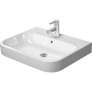 Duravit HappyD 2 meubelwastafel geslepen met overloop met 1 kraangat 65x50.5cm met wondergliss wit