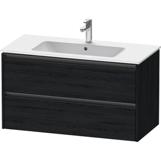 Duravit Ketho 2 wastafelonderbouwkast met 2 laden 101x48x55cm met grepen antraciet eiken zwart mat