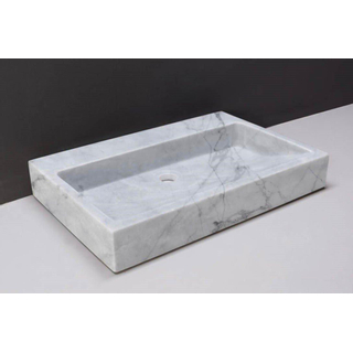 Forzalaqua Palermo wastafel 80.5x51.5x9cm Rechthoek 2 kraangaten Natuursteen Carrara gepolijst