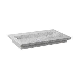 Forzalaqua Nova wastafel 80.5x51.5x9.5cm Rechthoek 1 kraangat Natuursteen Carrara gepolijst