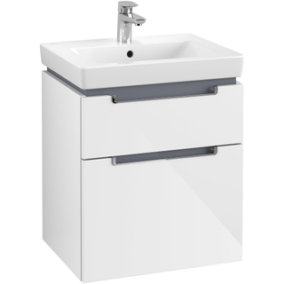 Villeroy & Boch Subway 2.0 wastafelonderkast 53.7x59cm 2 lades Glossy white