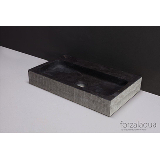 Forzalaqua Taranto wastafel 50x30x8cm Rechthoek 1 kraangat Natuursteen Hardsteen gefrijnd