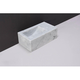 Forzalaqua Venetia Xs fonteinbak 29x16x10cm wasbak Links 0 kraangaten Natuursteen Carrara gepolijst