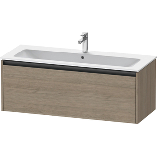 Duravit Ketho 2 wastafelonderbouwkast met 1 lade voor enkele wastafel 121x48x44cm met greep antraciet eiken terra mat