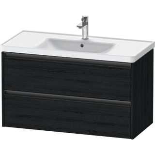 Duravit Ketho 2 wastafelonderbouwkast met 2 laden 98.4x45.5x54.9cm met grepen antraciet eiken zwart mat