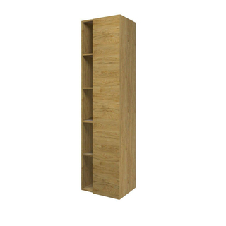 Proline Hoge kast met schap 1 deur 5 schappen en inclusief 4 glazen planchettes 45x35x169cm Ideal oak