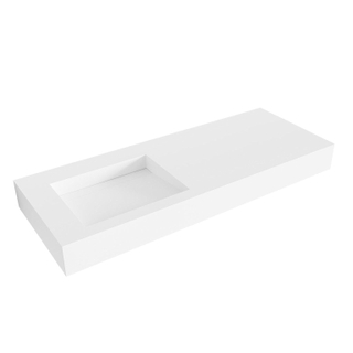 Mondiaz AVON Vrijhangende wastafel - 120cm - wasbak links - rand 12cm - Solid surface Talc