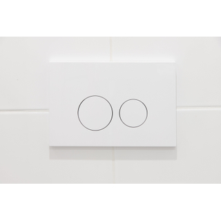 QeramiQ Push Bedieningsplaat kunststof Glans Wit met ronde dualflush frontbediening voor Geberit UP320 inbouwreservoir