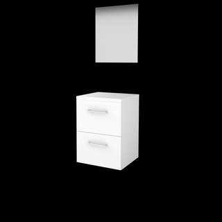 Basic-Line Ultimate 46 badkamermeubelset - 50x46cm - met grepen - 2 lades - wastafelblad - Spiegel - verlichting MDF lak Ice White