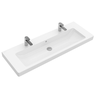 Villeroy en Boch Subway 2.0 meubelwastafel 130x47cm 2 kraangaten met overloop ceramic+ wit