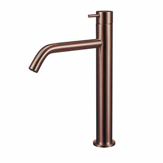 Qisani Flow verhoogde opbouw wastafelkraan 28.5cm hoog met 17.5cm uitloop Geborsteld PVD Copper (koper)