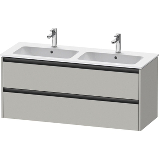 Duravit Ketho 2 wastafelonderbouwkast met 2 laden voor dubbele wastafel 128x48x55cm met grepen antraciet betongrijs mat